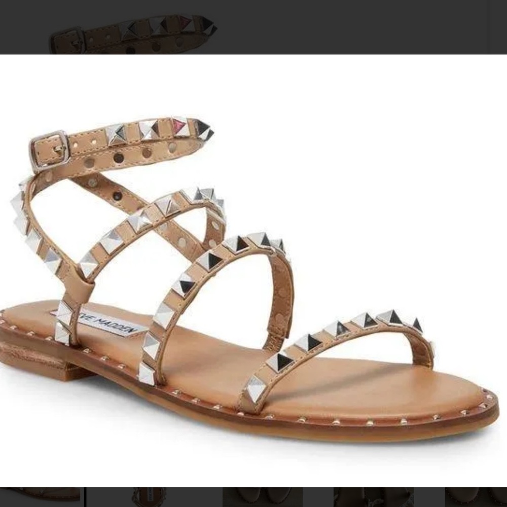 Steve Madden Tan Gladiator Sandals with Silver Studs